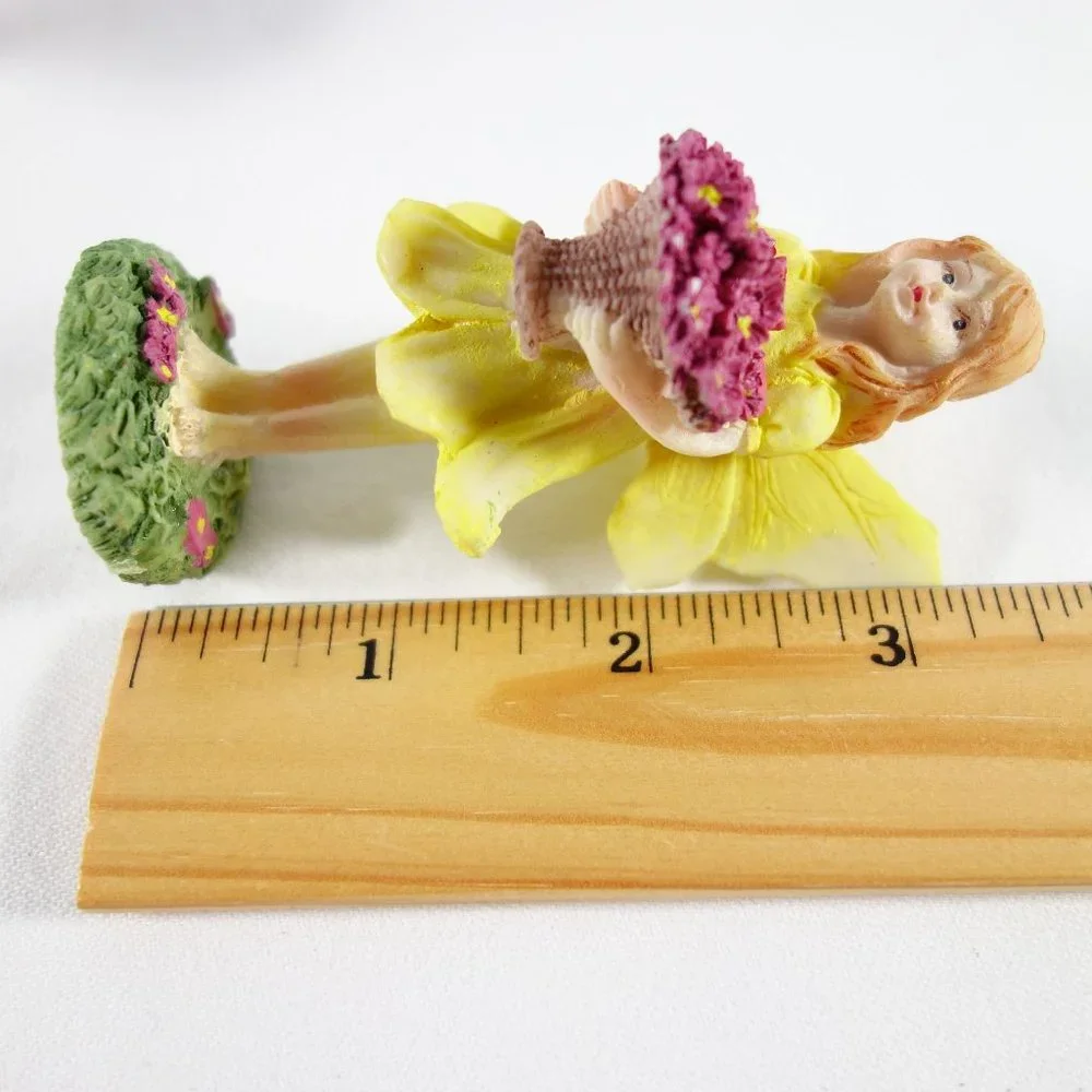 Miniature Garden Fairies Birdbaths Flowers‎ Figurines Resin 7 Piece Set